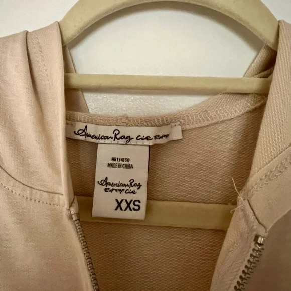 American Rag Ruffled Wonens XXS Beige Sweatshirt - Picture 3 of 5